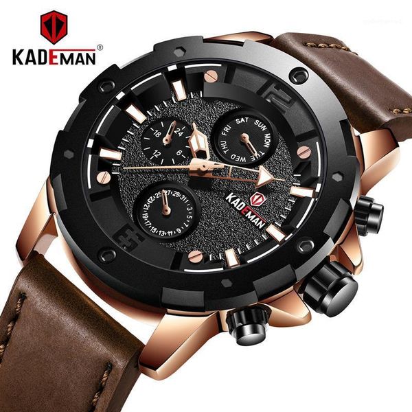 

mens watches big dial military quartz watch leather waterproof sport wristwatch relogio masculino wristwatches, Slivery;brown