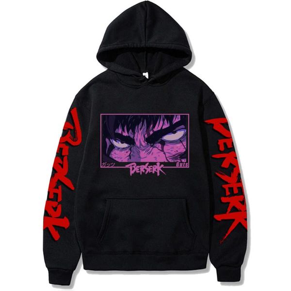 

men's hoodies & sweatshirts anime hoodie berserk harajuku guts eyes manga sweatshirt graphic winter pullover fashion long sleeve men/wo, Black