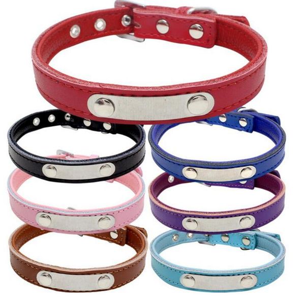 

soft padded leather personalised dog collars engraved pet puppy dog id name tags