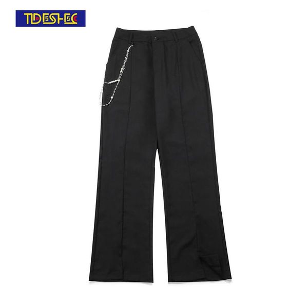 

men's pants harajuku jeans 2021 hip hop casual suit men streetwear cotton mens trousers flared with jewelry, Black