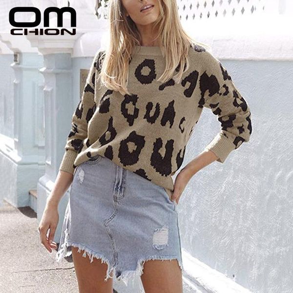 

women's sweaters omchion pull femme 2021 autumn winter women and pullovers korean leopard thick knit sweater loose jumper lmy109, White;black