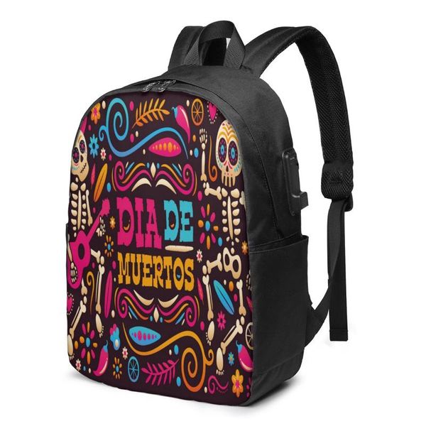 

backpack school lapdia de muertos 17 inch travel multi usb charger bag