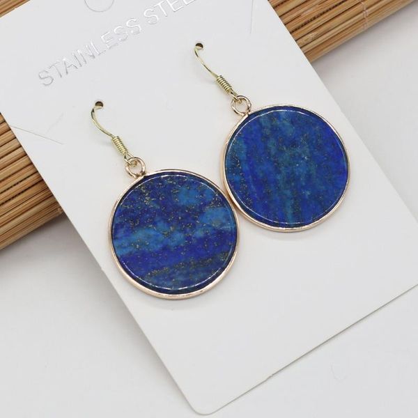 

stud products -selling natural stone earrings lapis lazuli exquisite light luxury high-quality jewelry size 20x35mm, Golden;silver