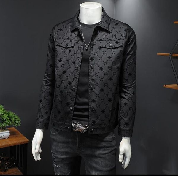 2021 autunno nuova giacca da uomo coreana slim fit risvolto stampa stazione europea giacca giovanile giacca da uomo alla moda