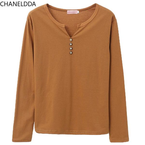 

women's t-shirt de t-shirts 2021 autumn intellectual long sleeve oversized 5xl button v-neck solid tee casual loose harajuku tees, White
