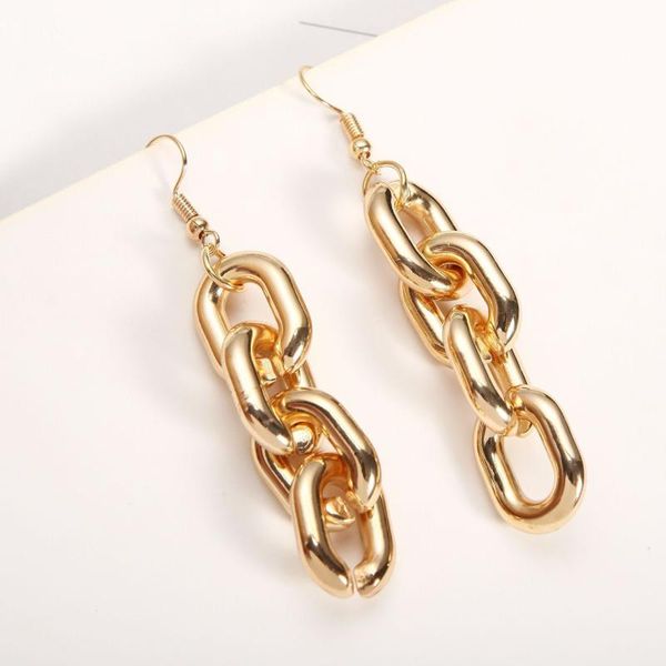 

dangle & chandelier punk geometric link metal chain drop earrings women handmade tassel jewelry gold color earring party gifts, Silver