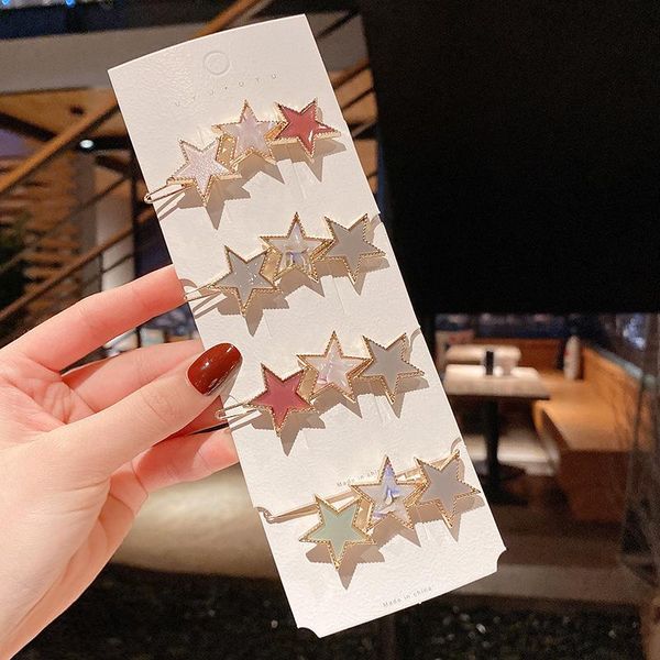 

dangle & chandelier fashionable simple compact and exquisite word clip korean girl hairpin liu haibin retro five-pointed star headdress, Silver