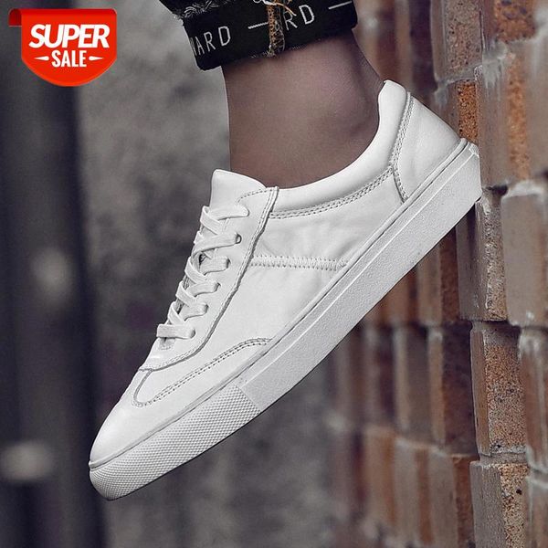 

summer men shoes white genuine leather flats shoes fashion casual breathable sneakers loafers walking leisure #2r7b