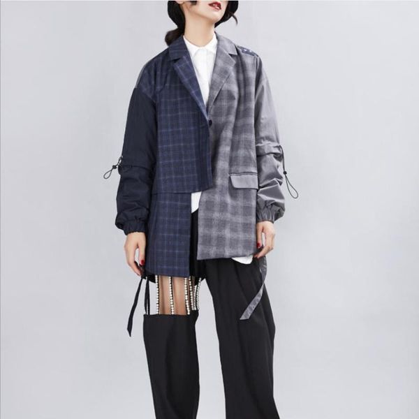 

women's suits & blazers fashion retro small two-color plaid stitching layered blazer female chic korean version outerwear wq2352, White;black