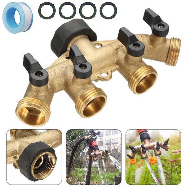 

watering equipments 4 way 3/4" garden hose splitter irrigation connector distributor outdoor tap faucet ball valve accessories