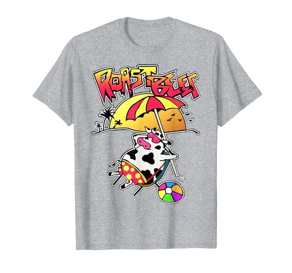 

roast beef beach things funny sunbathing cow t-shirt, White;black