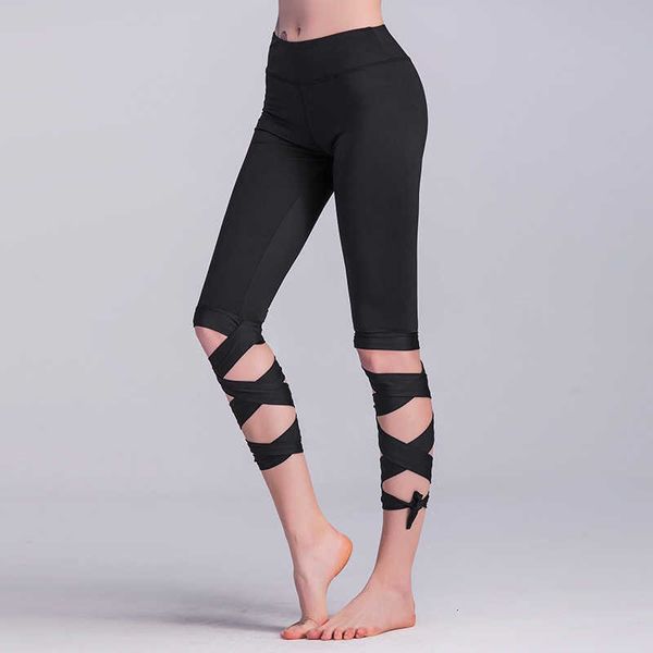 

tracksuits style winding yoga fitness pants dance ballet bandage leggings, Gray