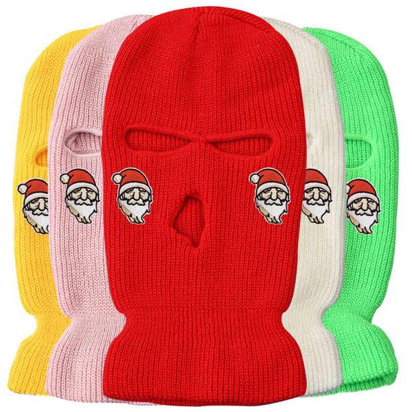 

hat winter christmas santa embroidery claus cover neon mask green caps party motorcycle bicycle ski cycling, Blue;gray