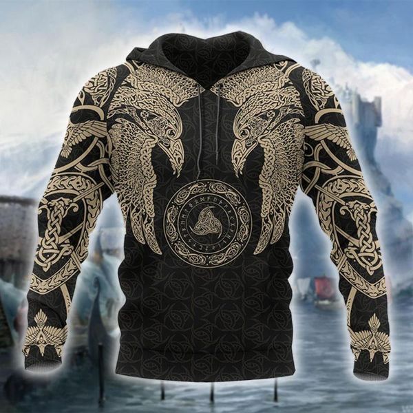 

men's hoodies & sweatshirts symbol tattoo viking warriors fashion trucksuit 3dprint casual zipper/sweatshirts/hoodies/jacket, Black