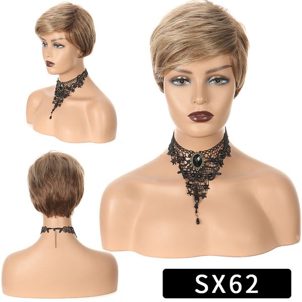 

charming short striaght mixed blond synthetic wig women's hair wigs for life cosplay, Black