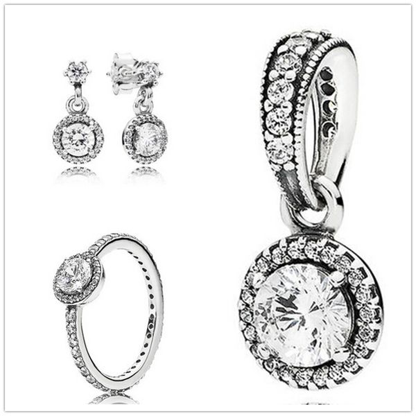 

925 sterling silver ring & earrings & jewelry charms pendant sets with box fits european jewelry bracelets & necklaces-classic elegance