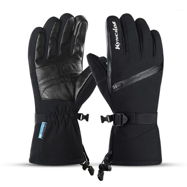 

winter warm gloves touch screen waterproof windproof outdoor sports skiing riding non-slip thicken thermal full finger cycling1, Black