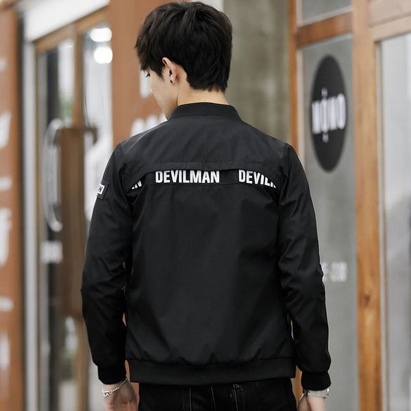 

men's casual baseball collar jacket in spring, Black;brown