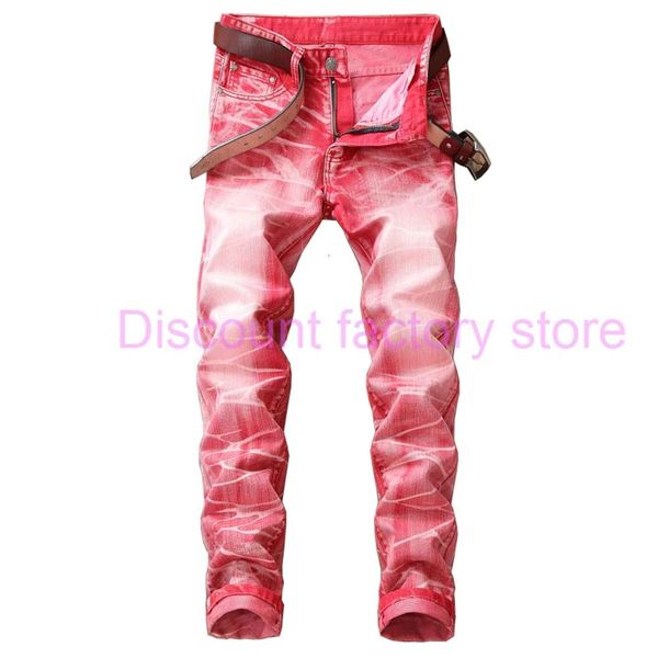 

fashion mens slim fit straight leg stretch jeans designer washed scratched hip hop 3d printed denim pants streetwear trousers jb801, Blue