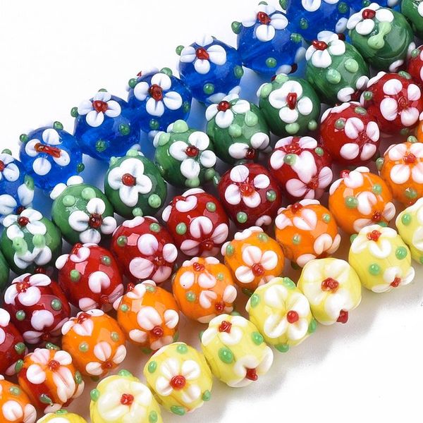 

other 45-80pcs lampwork glass beads 8 colors rondelle round with flower loose spacer 11~12mm for jewelry crafts making