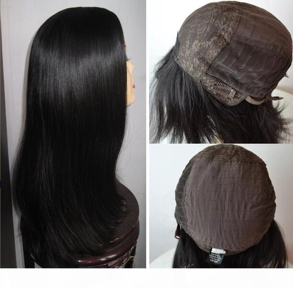

10a grade human hair black color#1b sheitels 4x4 silk jewish wigs finest mongolian virgin hair kosher wigs ing, Black;brown