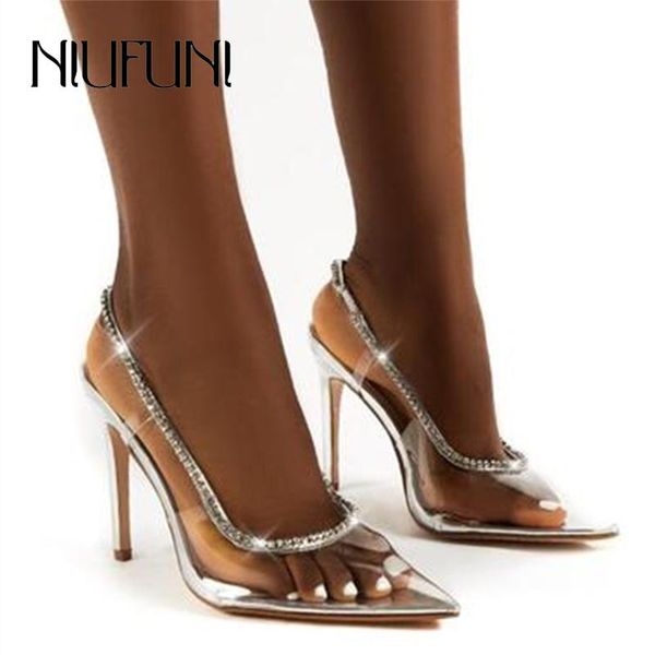 

sandals transparent women pointed crystal rhinestone high heels stilettos pumps summer shoes toes plus 35-42, Black