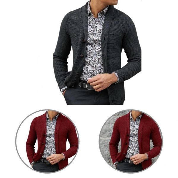 

men's sweaters knitwear casual buttons turndown collar sweater coat autumn winter men cardigan all match for dating, White;black