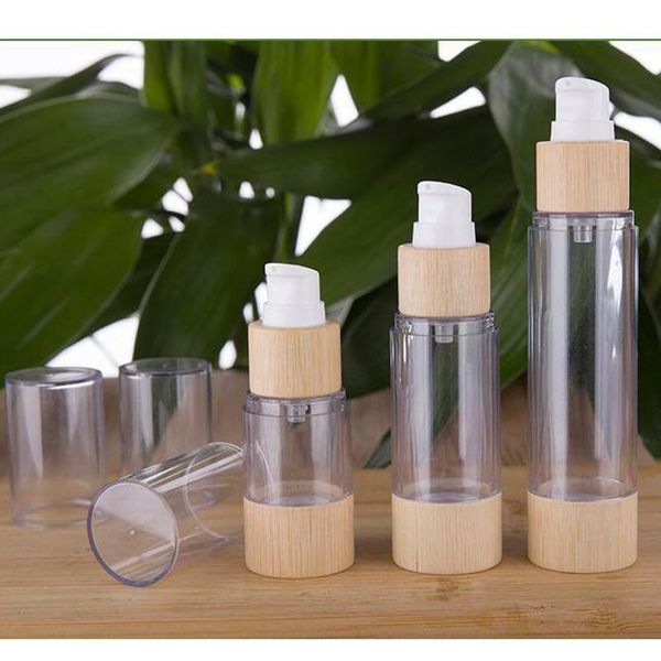 

storage bottles & jars eco-friendly bamboo 20ml 30ml 50ml 120ml empty airless vacuum pump for makeup cream serum lotion skin care 10pcs/lot