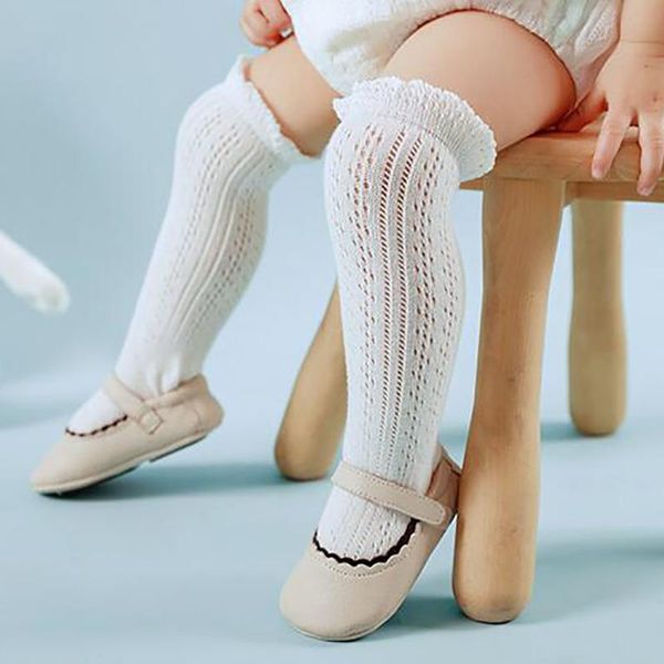 

footies 1 pair cute warm girls stocks ruffled lace knee high kids socks sweet toddler baby winter roupas infantis d30, Blue