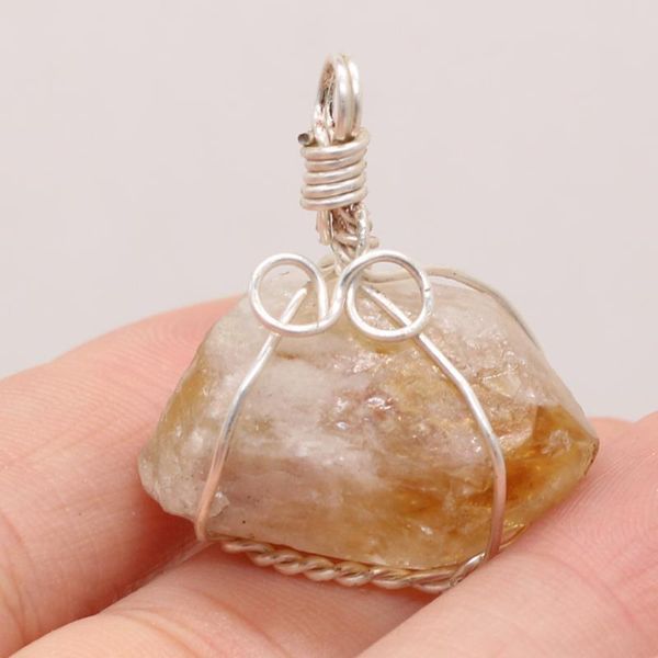 

charms natural stone pendant irregular crystal bud winding necklace for diy jewelry birthday gift 25x25-25x27mm, Bronze;silver