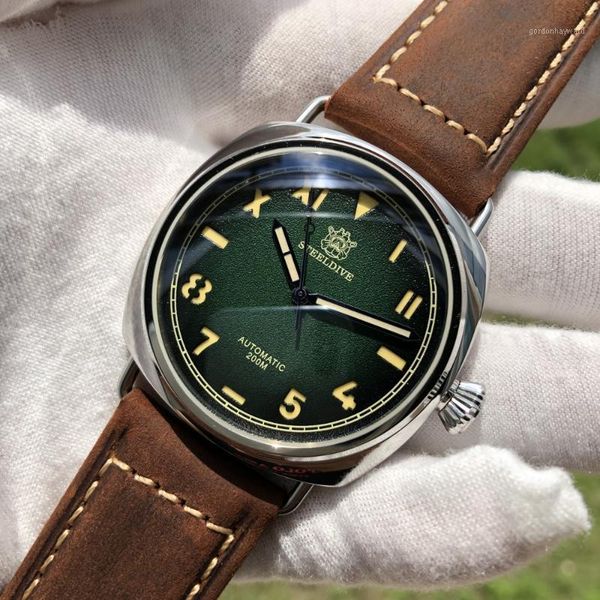

brand steeldive sd1936 stainless steel case skeleton numbers 200m water resistant japan nh35 automatic dive watch wristwatches, Slivery;brown
