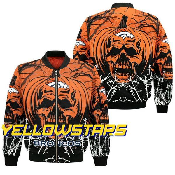 

men's jackets orange skull broncos pumpkin print fashion jacket winter halloween bomber, Black;brown