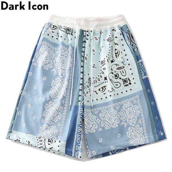 Bandana shorts homens mulheres mulheres elásticas cintura cordão homens shorts azul preto 210603