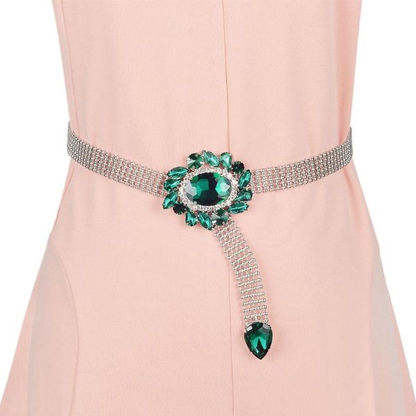

belts adjustable women ladies big crystal dress belt waist chain skinny waistband, Black;brown