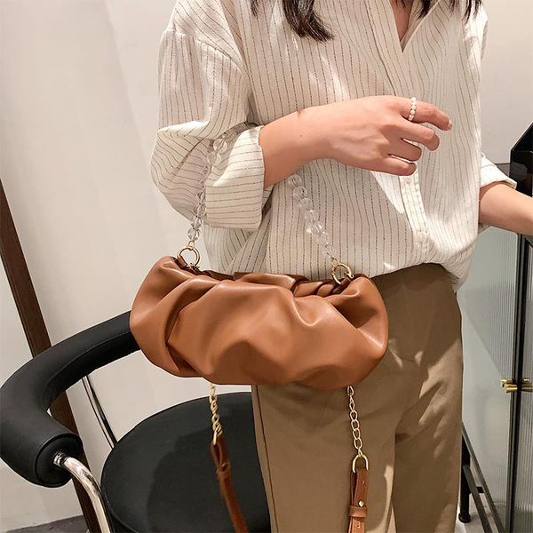 

evening bags women's handbag small trending female shoulder bag personality 2021 summer ladies chain crossbody brown pu leather all mat