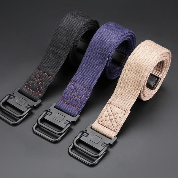 

belts design double buckle tactical men adjustable stretch canvas women elastic strap belt for pants jeans, Black;brown