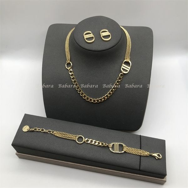 

75% off outlet online family new multilayer necklace letter bracelet women's simple fashion earrings, Black