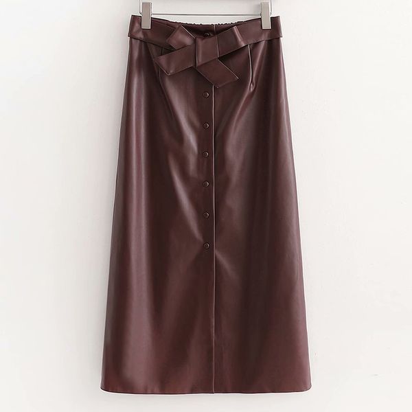 

2021 spring autumn women faux teather skirts new arrival fashion lady office elegant pu skirt high waist slim female chhy, Black
