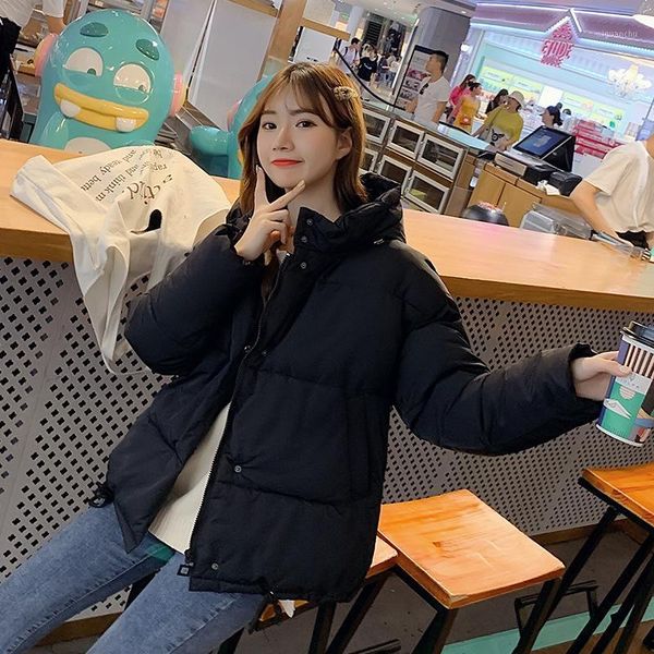 

loose women winter jacket with hood pocket 2019 autumn fashion korean long sleeve solid color parka coat female wwm17291, Tan;black