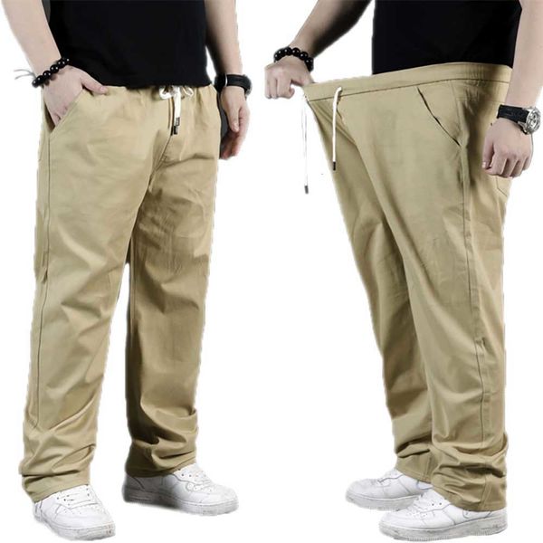 

2021 new fashion plus size casual male elastic waistband in a straight line loosen baggy hiphop pants hare corridors clothes zhpu, Black