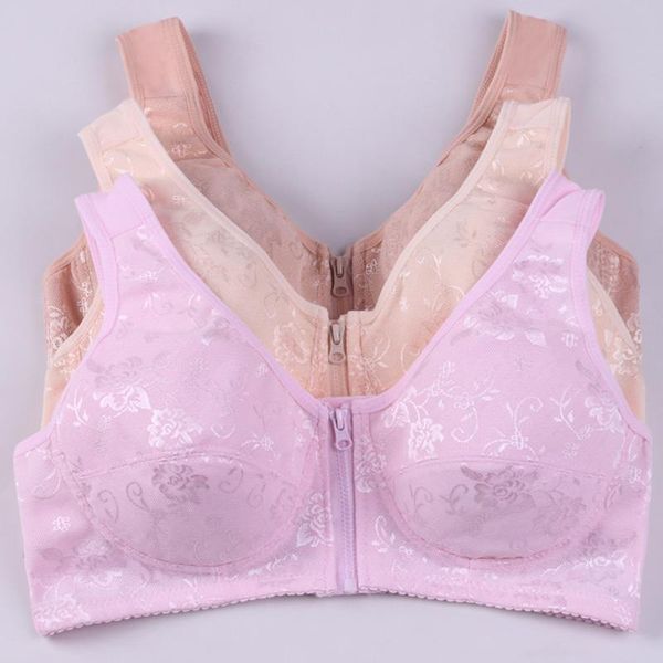 

womens bra lingerie front zipper bralette brassiere cotton underwear intimates plus size bh, Red;black