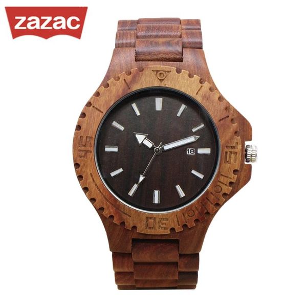 

wristwatches zazacbrand designer men and women wood watch red sandal wooden quartz watches fashion casual clock relogio masculino, Slivery;brown