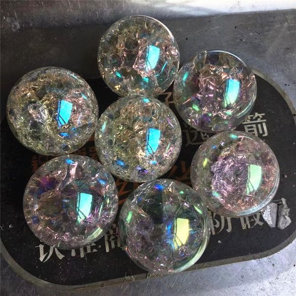 

decorative objects & figurines beautiful rainbow angel glass feng shui gemstone sphere ice crack ball home garden decoration