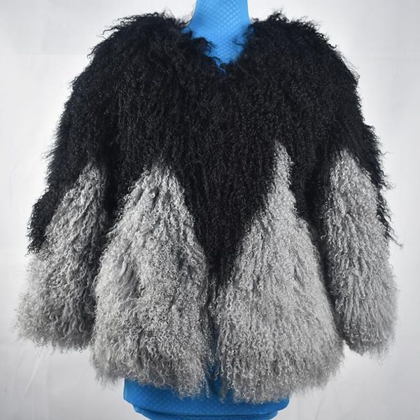 

women's fur & faux tan sheep sheepskin all-in-one fluffy short-sleeved real coat female natural thick warm woman, Black