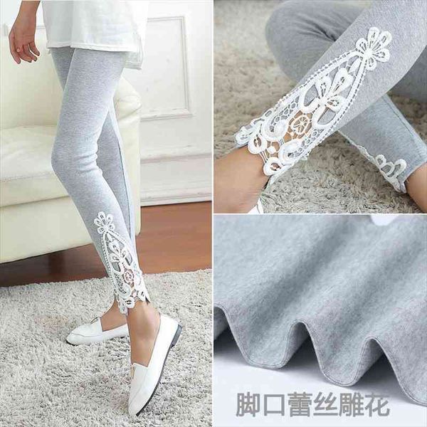 

fashion lace stretchy womens legging skinny cotton high waist pants, Black