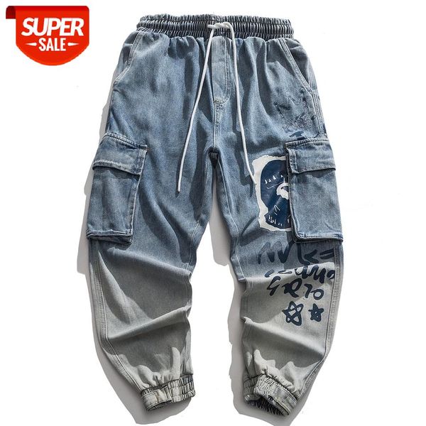 

patchwork pockets graffiti casual pants men hip hop streetwear harem pants 2020 harajuku elastic joggers men trousers oversized #gv4m, Black
