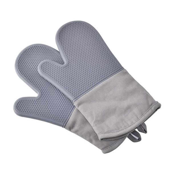 

1 pair heat resistant silicone glove cooking baking bbq oven pot holder mikitchen