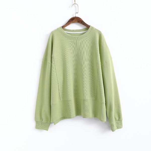 

blouse women solid color autumn 2021 new korean-style female clothes loose round neck split long sleeve women top, White