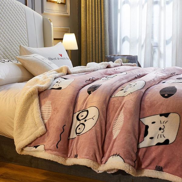

blankets blanket thickening faux lamb wool winter nap cover coral fleece warm flannel duvet comfortable