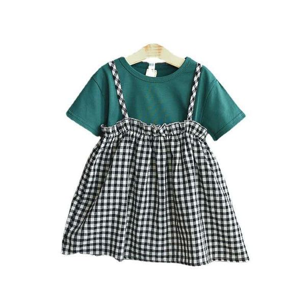 

kids designer clothes girls summer suits short t-shirts and fashion dress middle and small kids clothing cotton clothes, White